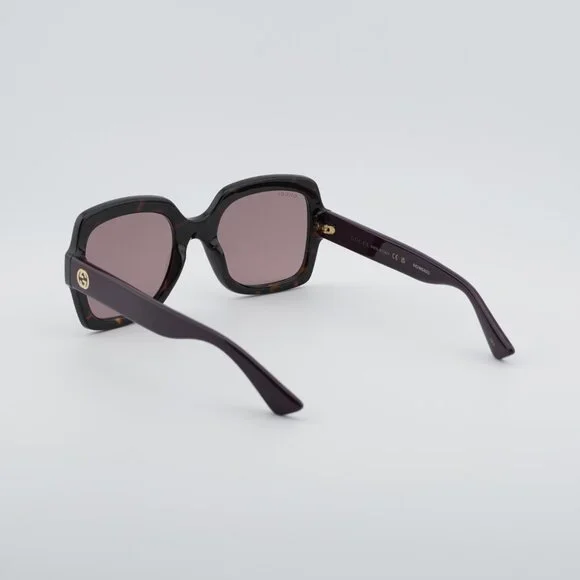 Gucci GG1337S 009 Sunglasses Havana Square Frame, Violet Lenses